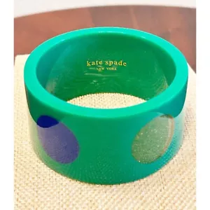 Vintage Kate Spade Wide Polka Dot Bangle in Green/Blue/White - Picture 1 of 5