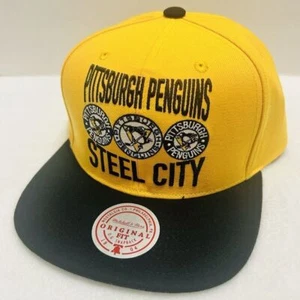 Mitchell & Ness Pittsburgh Penguins City Love Snapback Hat Cap Adjustable Yellow - Picture 1 of 6