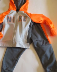 Nike Toddler 2T Boys 2 Piece Jogging Set Jacket Pants Tracksuit Orange Gray - Picture 1 of 6