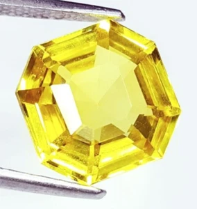 11 Ct Loose Gemstone Certified Natural Yellow Sapphire Ceylon Octagon Gems G75 - Picture 1 of 12