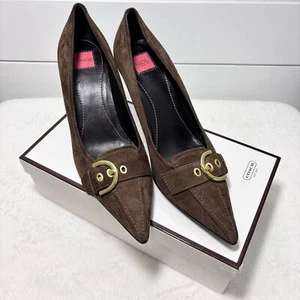 Coach Brown Suede Pointed Toe Sarrah Heels Size 9.5 - Picture 1 of 13