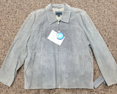 NWD Bernardo Washable SUEDE Leather Jacket Full Zip Men's 2XL XX-LARGE Gray - Image 1 of 4