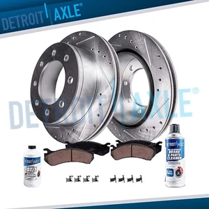 Front Drilled Rotors + Brake Pads for Chevy Silverado 2500 HD GMC Sierra 3500 HD - Picture 1 of 7