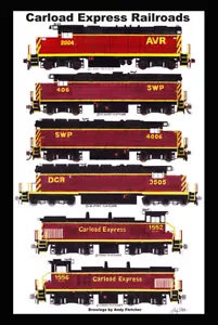 Carload Express Locomotives 12"x18" poster opaco firmato Andy Fletcher - Foto 1 di 1