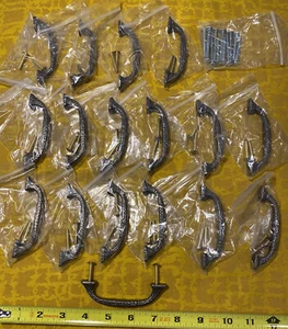 Qty 16 3” Arts & Crafts Mission Style Hammered Cabinet Pulls Solid Brass Unused - Picture 1 of 12