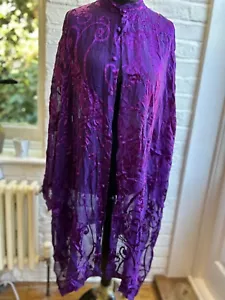 top vintage anni 90 eskandar chiffon viola trasparente, taglia unica - Foto 1 di 10