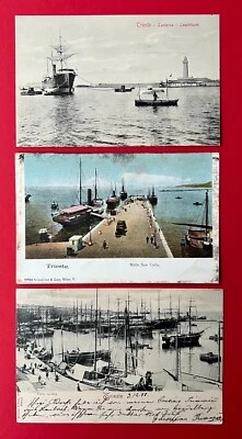 3 x AK TRIEST Trieste in Italien 1898 Lanterna Leuchtturm, Mole Hafen   ( 151951 - Bild 1 von 2