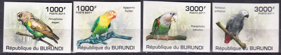 W BURUNDI 0872v-875v PARROTS IMPERFORATED SET - Image 1 of 1