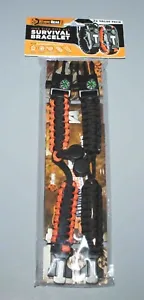 2 - Paracord Bracelet Loud Whistle Emergency Compass w/ Fire Starter for Camping - Picture 1 of 4
