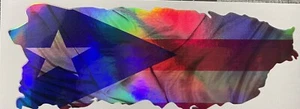 CALCOMANÍA HOLOGRÁFICA ANGUSTIADA BANDERA DE PUERTO RICO PEGATINA MAPA COCHE CAMIÓN JDM COQUI - Imagen 1 de 4