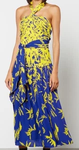 WOW! New Tags Proenza Schouler "Degrade Floral Halter Dress" sz 2 $1090 cobalt - Picture 1 of 2