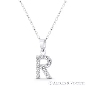Collar Collar Colgante Cristal Circonio Cúbico Circonio Circoniano 0,925 Carta Inicial R - Imagen 1 de 1