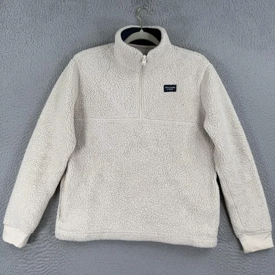 Abercrombie Kids 1/4 Zip Sherpa Fleece Pullover Youth Girls 13/14 Ivory - Image 1 of 4