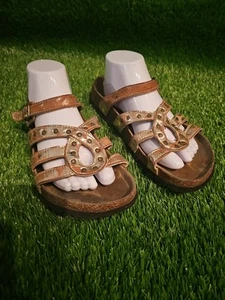 Betula Birkenstock gold Copper Loop studded sandals 260 EU39 US9 Upcycle - Picture 1 of 8