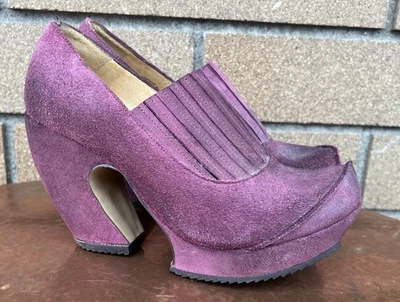 Zapatos de plataforma de cuero púrpura John Fluevog Prepare Hi Steady talla 7 Foto 1 de 4