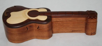 Guitar Puzzle Handcrafted Movable Pieces Music Gift 8.25" Decorative Wooden Box - Image 1 of 4