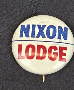 Vintage 1960 Richard Nixon & Henry Cabot Lodge Small Presidential Campaign Pin - Picture 1 of 5