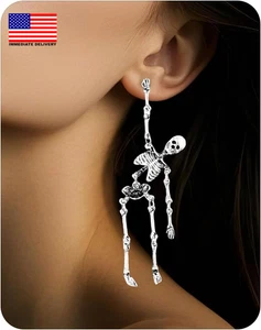 Punk Halloween Earrings for Women,Witch Skull Skeleton Dangle Earrings for Women - Picture 1 of 6