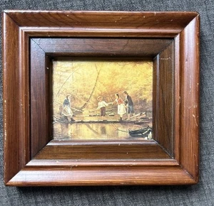 Vintage Original Holz gerahmt John George Brown Country Gallants Druck klein "8x9 - Bild 1 von 17