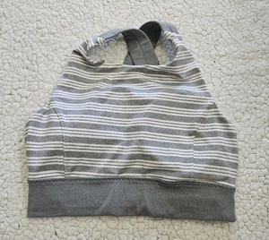 Athleta Sport BH Damen XS grau weiß gestreift Racerback hochgeschlossen Yoga Pullover - Bild 1 von 5