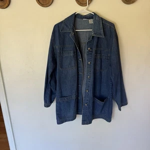 Cabin Creek donna vintage taglia Giacca shacket L denim jeans barn chore 4 tasche - Foto 1 di 8