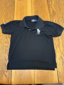 Polo Ralph Lauren Polo Shirt Mens Medium Black Big Pony Number 3 Rugby Classic - Picture 1 of 9