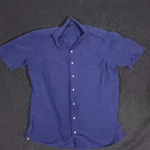 Camisa Polo Ralph Lauren Caldwell Para Hombres Grande Azul Seda Lino Lazo Campamento Hawaiano - Imagen 1 de 14