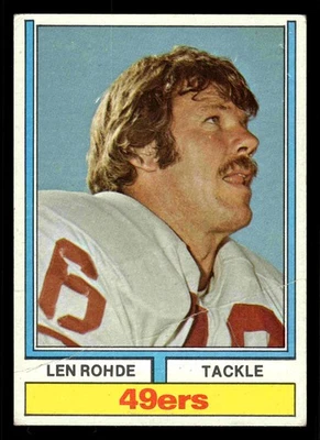 1974 Topps Parker Brothers #98 Len Rohde - San Francisco 49ers (Low Grade) - Image 1 of 2