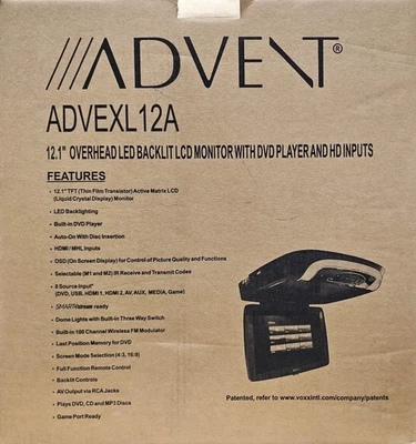 Advent ADVEXL12A 12.1" Overhead Backlit LCD Overhead Monitor - Image 1 of 2