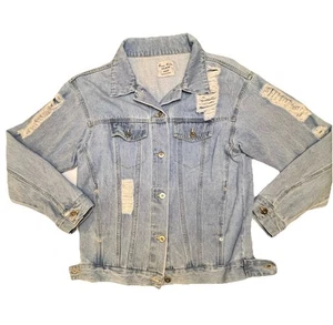 Love Tree Distressed Denim Jacket Size Medium - Picture 1 of 6