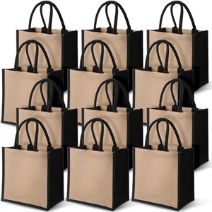 Bolsas de mano Saintrygo 12 piezas de yute de arpillera con asa reutilizables dama de honor en blanco... - Imagen 1 de 7