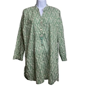 Khaadi Women's Green Kurta Tunic Top Size 10 Cotton Pakistan Boho Cultural - Picture 1 of 12
