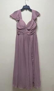 AZAZIE Women's Blink Pleated Chiffon Bridesmaid Dress LV5 Vintage Mauve Size A8 - Picture 1 of 7