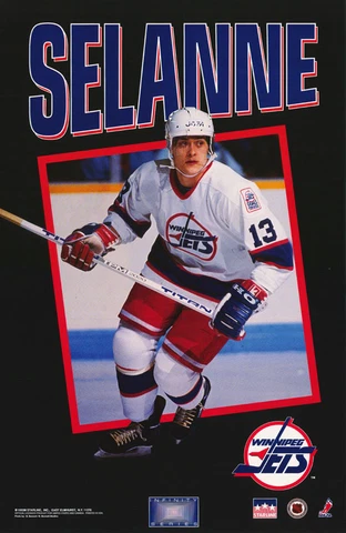 POSTER - NHL HOCKEY - TEMMU SELANNE - WINNIPEG JETS 1993 -FREE SHIPPING ! LC28 i Cover