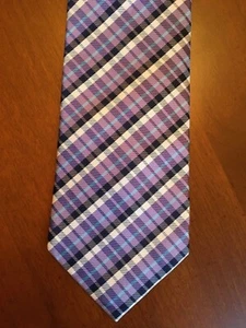Jos A Bank Silk Necktie NWOT Executive Collection Lavender Blue Black White - Picture 1 of 5