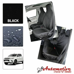 Black Tailored Seat Covers for TOYOTA HILUX (2015) Front & Rear Crew Cab - Picture 1 of 5