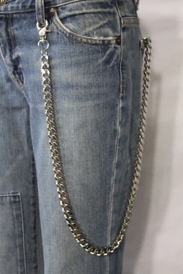 ALWAYSTYLE4YOU New Men Silver Wallet Chains Metal Biker Heavy Strong Long Strand Chunky Links