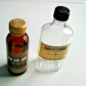Douglas Prescription Medicine Bottle Lid Labeled 1970's & Ginseng Drink Bottle - Picture 1 of 11