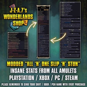 PS/XBOX/PC Tiny Tina's Wonderlands AMULETO MODIFICADO DESLIZAMIENTO N STUN MOD ASCENDIDO - Imagen 1 de 1