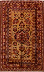 Geometric GOLD/RUST Super Kazak Hand-Knotted Area Rug Oriental Wool Carpet 7x11 - Picture 1 of 12