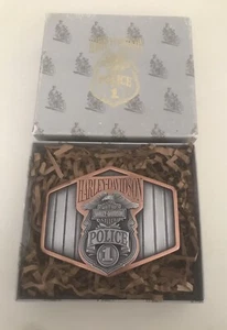 1994 Harley Davidson POLICE 1 Belt Buckle On Patrol Since 1909 RARE / NOS in Box - Picture 1 of 7