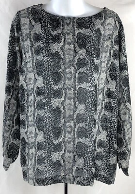 Top Vintage Teddi Fluido XL Gris Serpiente Cuello Abotonado Años 90 Carrera Glam Chic Foto 1 de 4