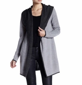 BNCI by Blanc Noir Women’s Size M Wool Blend Hooded Cardigan Open Front - Picture 1 of 9