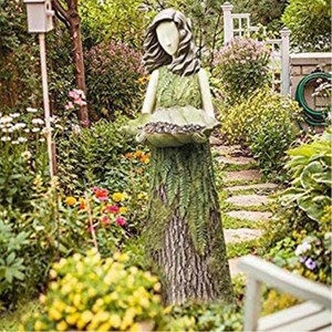 Pastoralen Harz Garten Statue Vogel Feeder Ornament Figur Skulptur Rasen