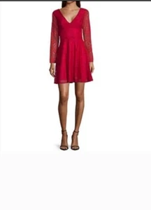 My Michelle Womens Juniors Red Laced Dress Size 11 NWT - Picture 1 of 7