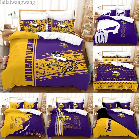 Minnesota Vikings 3 Piece Bedding Set Duvet Comforter CoverCover Pillowcase Gift Cover
