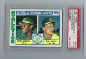 1984 Topps #156 Rickey Henderson Athletics Leaders HOF MVP  -MINT PSA 9-