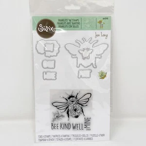 Sizzix Framelits mit Stempel Prägefolder BEE WELL von Jen Long 664240 NEU - Bild 1 von 7