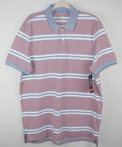 ST JOHN'S BAY Men's Striped Short-Sleeve Pullover Polo Shirt Sz L Stretch NWT - Picture 1 of 11