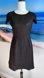 WHITE SUEDE Black Metallic Textured Dress Size 8 - Picture 1 of 10